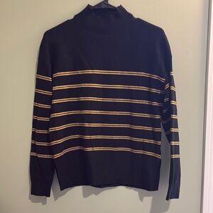 Cynthia Rowley Striped Black and Gold Women's Sweater
